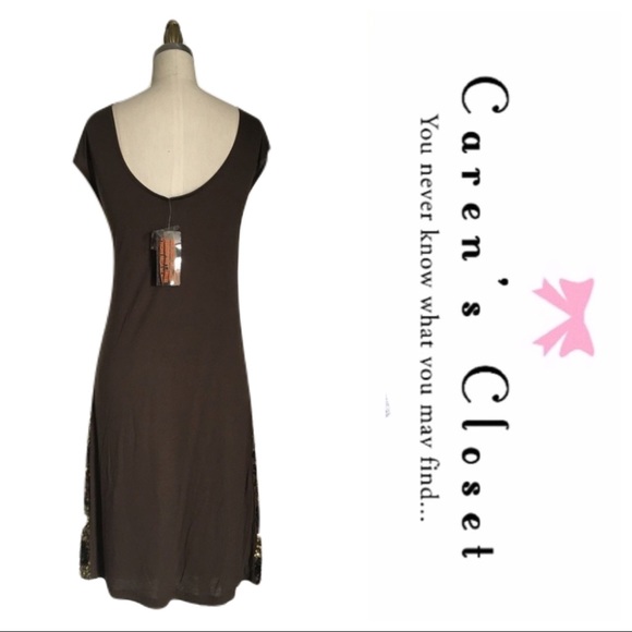 NWT MNG Gold Metallic Sequin Leopard Dress - Picture 5 of 6